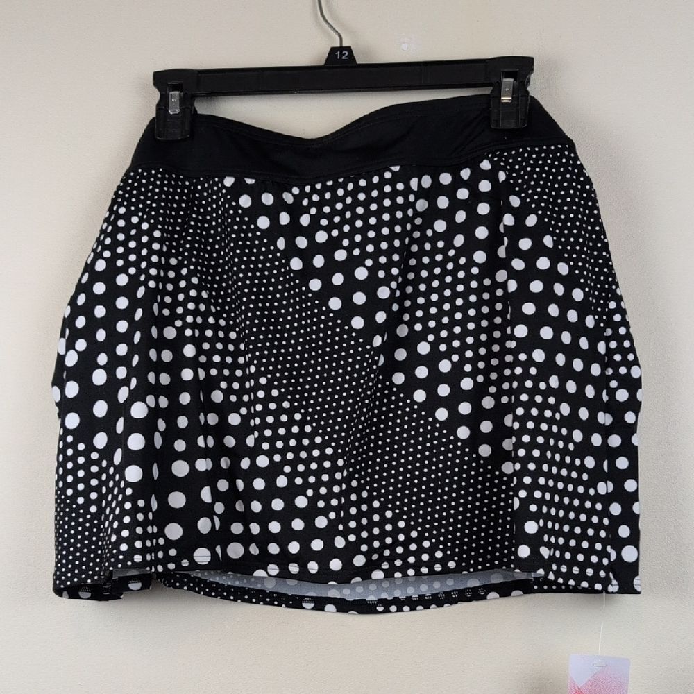 Lands' End Mixed Polka Dot Black and White Swim Skirt  Size 18W NWT